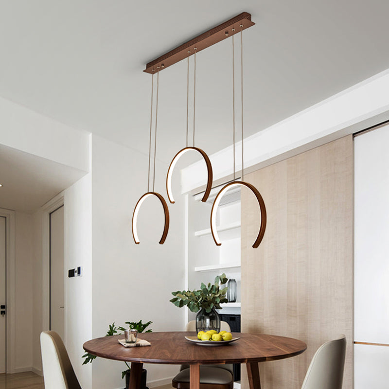 Acrylic C-Shape Pendant Lighting Simple Style White/Coffee LED Ceiling Pendant for Dining Room Clearhalo 'Ceiling Lights' 'Modern Pendants' 'Modern' 'Pendant Lights' 'Pendants' Lighting' 512473