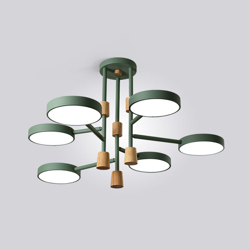 Macaron Round Flushmount Lighting Metallic 6 Heads Living Room Grey/Green/White LED Semi Flush Mount Lamp Clearhalo 'Ceiling Lights' 'Close To Ceiling Lights' 'Close to ceiling' 'Semi-flushmount' Lighting' 518878