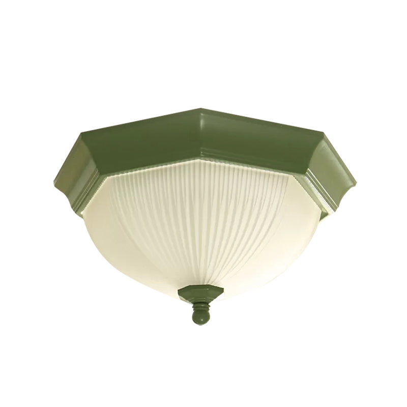 Octagonal Bowl Flush Ceiling Light Contemporary Ridge Glass Ceiling Lamp for Child Bedroom Clearhalo 'Ceiling Lights' 'Close To Ceiling Lights' 'Close to ceiling' 'Flush mount' Lighting' 52376