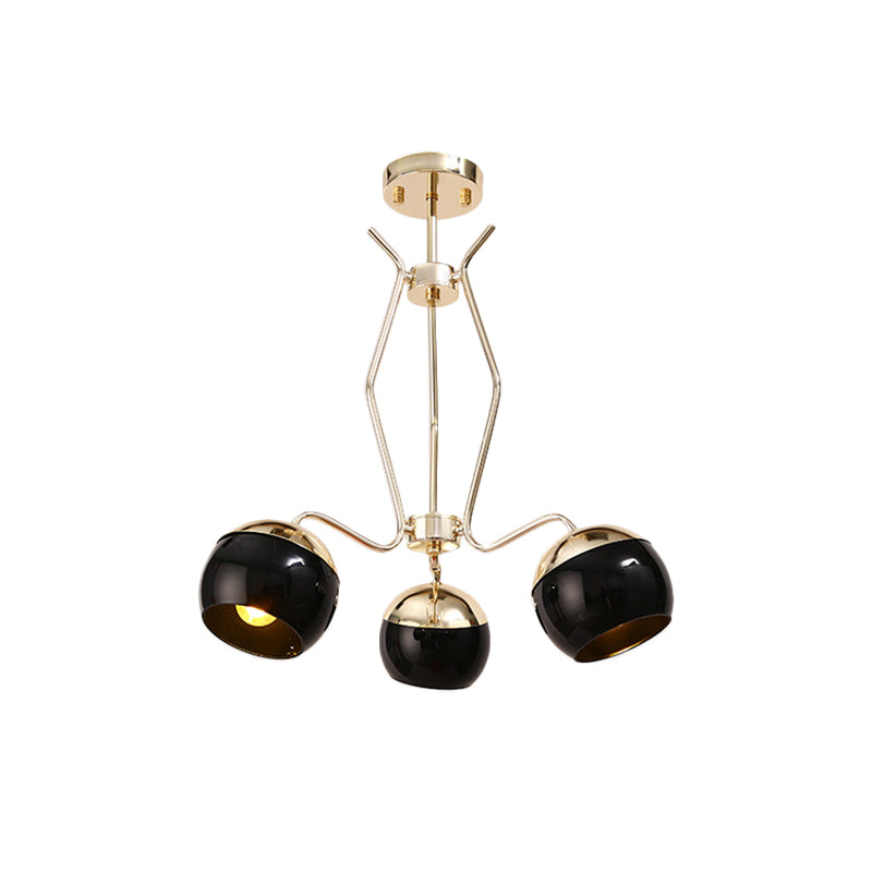 Metal Dome Hanging Lighting Modern Nordic Style 3/6-Head Chandelier Pendant Lamp in Black Clearhalo 'Ceiling Lights' 'Chandeliers' 'Modern Chandeliers' 'Modern' Lighting' 536761