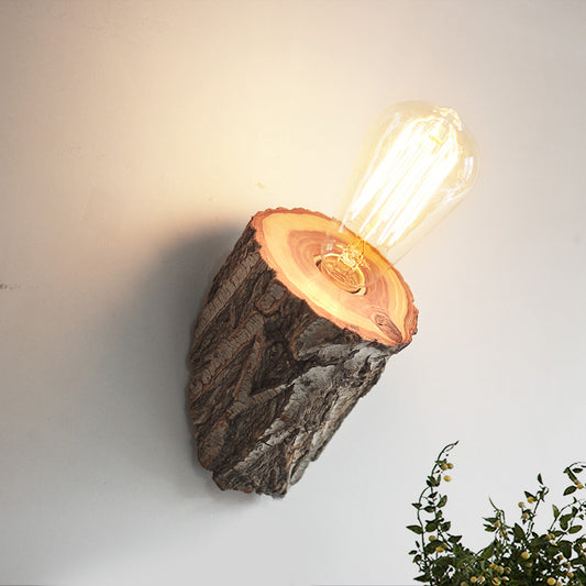 Wood Chamfered Tube Sconce Lighting Farmhouse 1 Bulb Corridor Wall Lamp Fixture in Beige Clearhalo 'Industrial wall lights' 'Industrial' 'Middle century wall lights' 'Rustic wall lights' 'Tiffany' 'Wall Lamps & Sconces' 'Wall Lights' Lighting' 537674