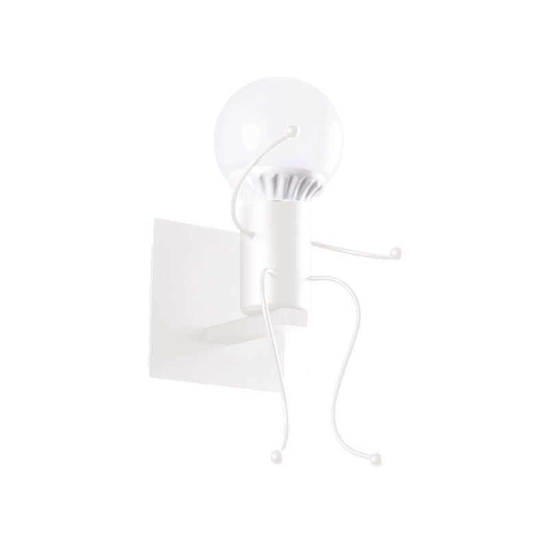 Black/White Human Shape Sconce Lamp Art Deco Metallic 1/2-Head Bedside Wall Mounted Lighting Clearhalo 'Art deco wall lights' 'Cast Iron' 'Glass' 'Industrial wall lights' 'Industrial' 'Middle century wall lights' 'Modern' 'Rustic wall lights' 'Tiffany' 'Traditional wall lights' 'Wall Lamps & Sconces' 'Wall Lights' Lighting' 537685