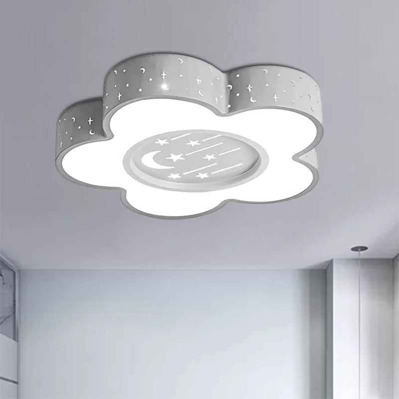 Undertint Hollow Flower LED Ceiling Mount Light with Moon and Star Cartoon Metal Ceiling Fixture for Kid Clearhalo 'Ceiling Lights' 'Close To Ceiling Lights' 'Close to ceiling' 'Flush mount' Lighting' 559193