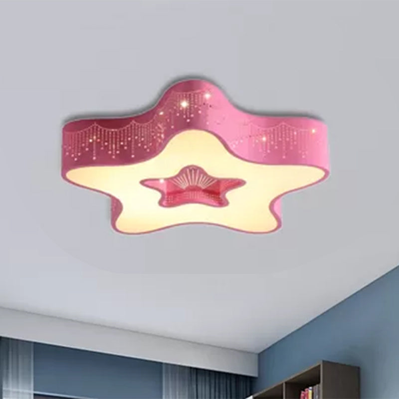 Metal Acrylic Hollow Star Flush Mount Light Modern Macaron Loft LED Ceiling Lamp for Child Bedroom Clearhalo 'Ceiling Lights' 'Close To Ceiling Lights' 'Close to ceiling' 'Flush mount' Lighting' 559199