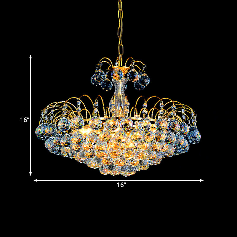 Faceted Crystal Ball Round Chandelier Lamp Modern 3 Lights Gold Pendant Light Fixture Clearhalo 'Ceiling Lights' 'Chandeliers' 'Modern Chandeliers' 'Modern' Lighting' 559989