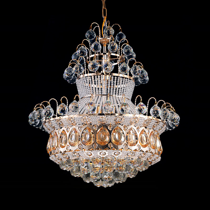 Gourd Ceiling Light Fixture Modern Crystal 10 Lights Gold Chandelier Light for Bedroom Clearhalo 'Ceiling Lights' 'Chandeliers' 'Modern Chandeliers' 'Modern' Lighting' 560181