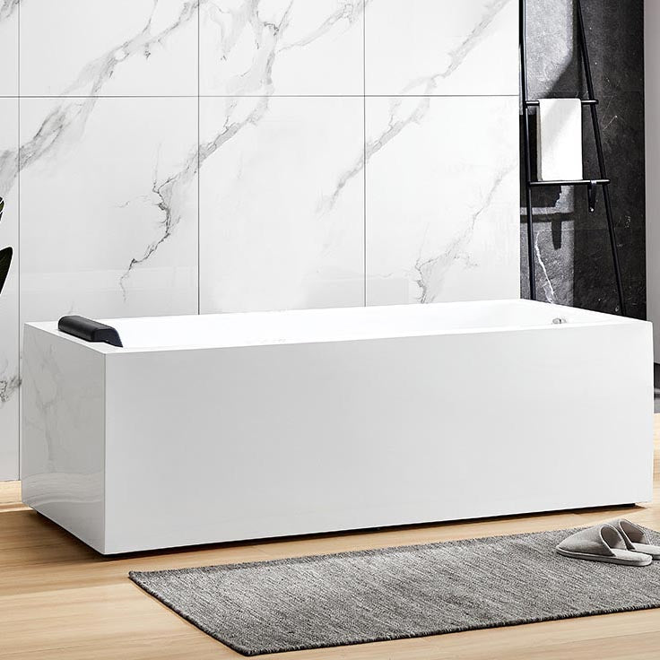 Modern Freestanding Rectangular Bath Tub Acrylic Home Bathtub in White Tub with Freestanding Tub Fillers Clearhalo 'Bathroom Remodel & Bathroom Fixtures' 'Bathtubs' 'Home Improvement' 'home_improvement' 'home_improvement_bathtubs' 'Showers & Bathtubs' 6043000