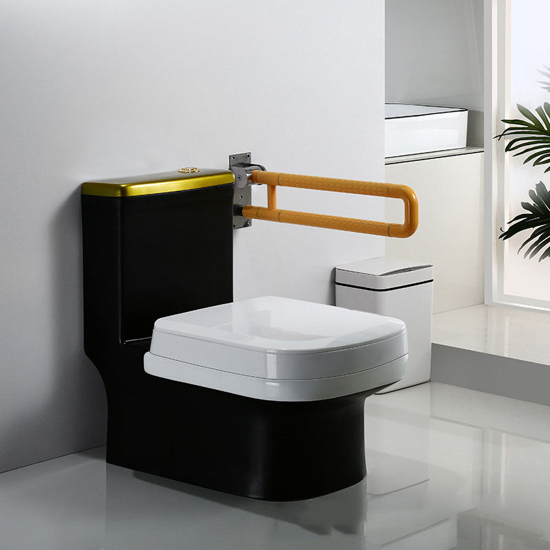 Siphon Jet Toilet Water Efficient Compact Toilet with Ceramic Glazed Surface Black White Clearhalo 'Bathroom Remodel & Bathroom Fixtures' 'Home Improvement' 'home_improvement' 'home_improvement_toilets' 'Toilets & Bidets' 'Toilets' 6071597