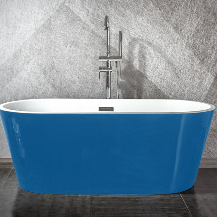 Modern Matte Acrylic Bath Tub Oval Freestanding Tub for Home Blue Clearhalo 'Bathroom Remodel & Bathroom Fixtures' 'Bathtubs' 'Home Improvement' 'home_improvement' 'home_improvement_bathtubs' 'Showers & Bathtubs' 6075446