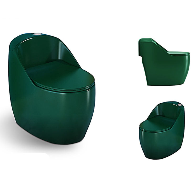 1-Piece Round Toilet Bowl 1.2 GPF Siphon Jet Flush Toilet for Bathroom Green Clearhalo 'Bathroom Remodel & Bathroom Fixtures' 'Home Improvement' 'home_improvement' 'home_improvement_toilets' 'Toilets & Bidets' 'Toilets' 6111548