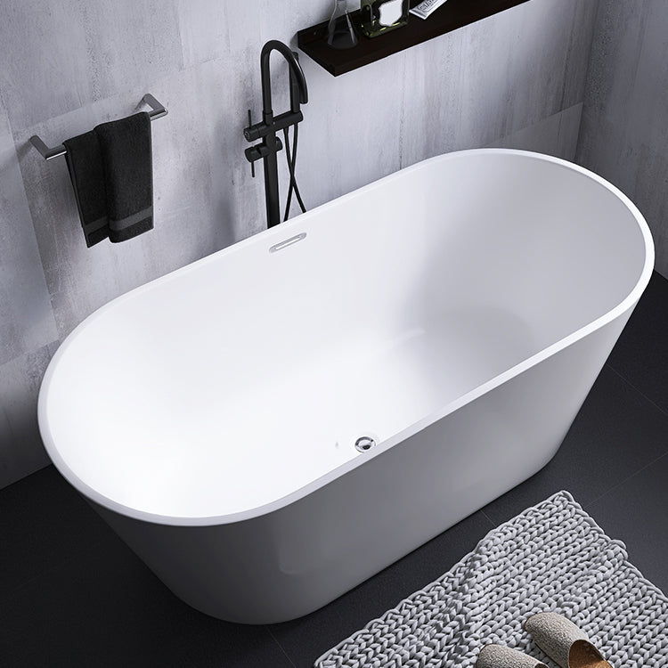Modern White Stand Alone Bathtub Oval Acrylic Soaking Bathtub without Holes 71"L x 31"W x 24"H Clearhalo 'Bathroom Remodel & Bathroom Fixtures' 'Bathtubs' 'Home Improvement' 'home_improvement' 'home_improvement_bathtubs' 'Showers & Bathtubs' 6124187