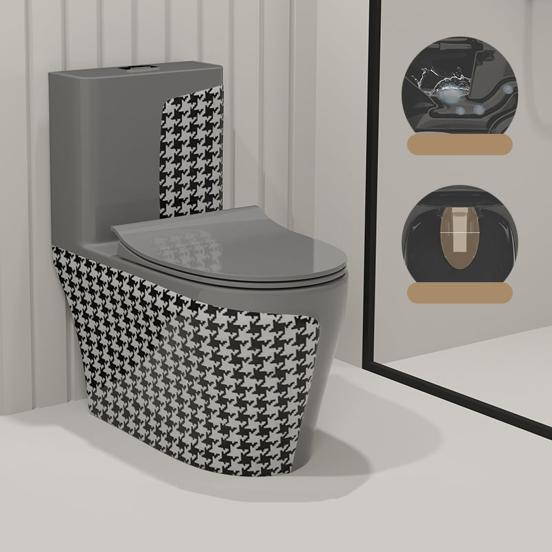 Floor Mount Flush Toilet Traditional Skirted One-Piece Toilet with Slow Close Seat 15"L x 27"W x 30"H Grey Clearhalo 'Bathroom Remodel & Bathroom Fixtures' 'Home Improvement' 'home_improvement' 'home_improvement_toilets' 'Toilets & Bidets' 'Toilets' 6142523