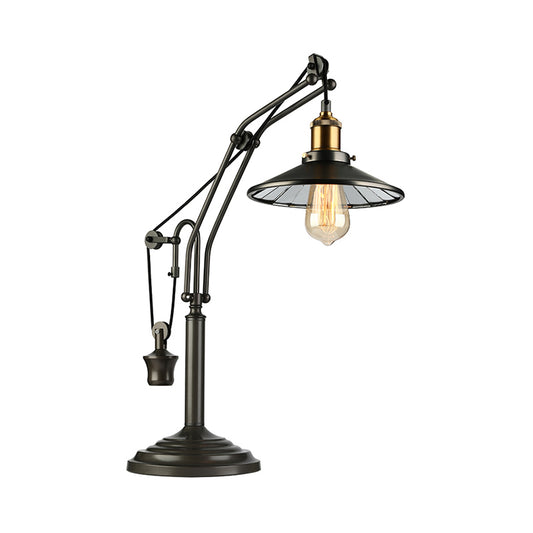Vintage Style Saucer Shade Desk Lighting 1 Light Metal Reading Light in Bronze for Study Room Clearhalo 'Desk Lamps' 'Lamps' Lighting' 616361