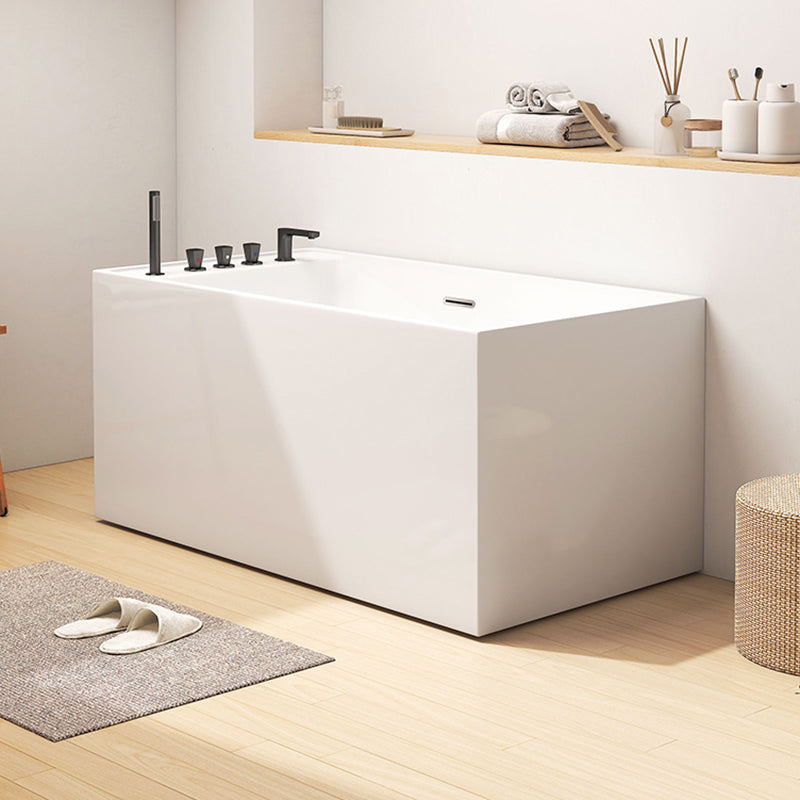 Rectangle Soaking Bathtub Freestanding Acrylic Bathtub with Faucet 63"L x 27.5"W x 23.5"H Left Clearhalo 'Bathroom Remodel & Bathroom Fixtures' 'Bathtubs' 'Home Improvement' 'home_improvement' 'home_improvement_bathtubs' 'Showers & Bathtubs' 6180676