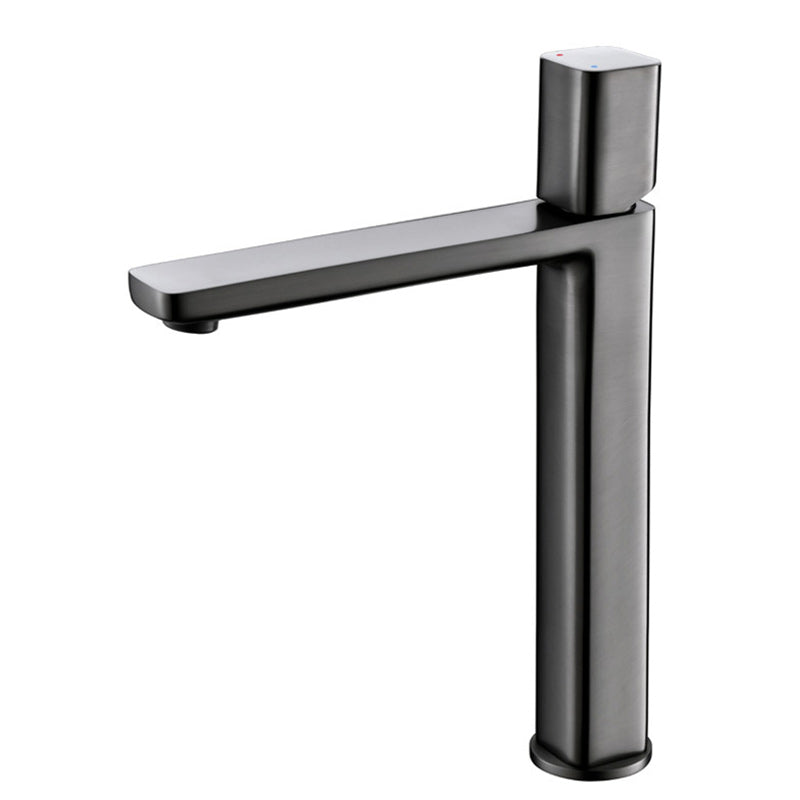 Modern Vessel Faucet Brass Lever Handles Low Arc Bathroom Sink Faucet Grey 12" Clearhalo 'Bathroom Remodel & Bathroom Fixtures' 'Bathroom Sink Faucets' 'Bathroom Sinks & Faucet Components' 'bathroom_sink_faucets' 'Home Improvement' 'home_improvement' 'home_improvement_bathroom_sink_faucets' 6211555