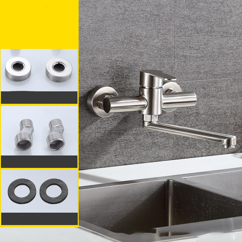 Modern Faucets 1-Handle and 2-Hole Stainless Steel Spring Spout Bar Faucet 4.3" Clearhalo 'Home Improvement' 'home_improvement' 'home_improvement_kitchen_faucets' 'Kitchen Faucets' 'Kitchen Remodel & Kitchen Fixtures' 'Kitchen Sinks & Faucet Components' 'kitchen_faucets' 6211648