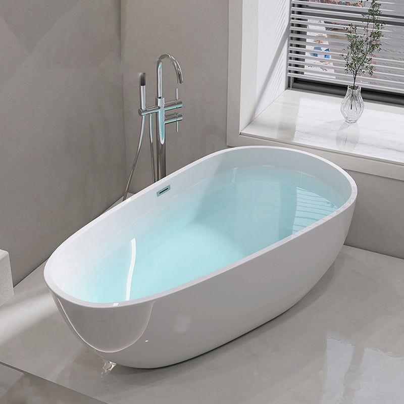 Oval Freestanding Soaking Bathtub Modern Acrylic Bathtub with Drain and Overflow Trim White 71"L x 34"W x 23"H Tub with Freestanding Tub Fillers Clearhalo 'Bathroom Remodel & Bathroom Fixtures' 'Bathtubs' 'Home Improvement' 'home_improvement' 'home_improvement_bathtubs' 'Showers & Bathtubs' 6226083