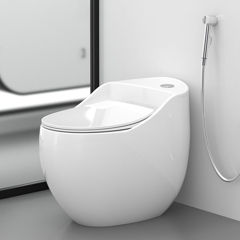 Round-Front Flush Toilet Ceramic Modern One-Piece Toilet with Slow Close Seat White 12" Clearhalo 'Bathroom Remodel & Bathroom Fixtures' 'Home Improvement' 'home_improvement' 'home_improvement_toilets' 'Toilets & Bidets' 'Toilets' 6242264