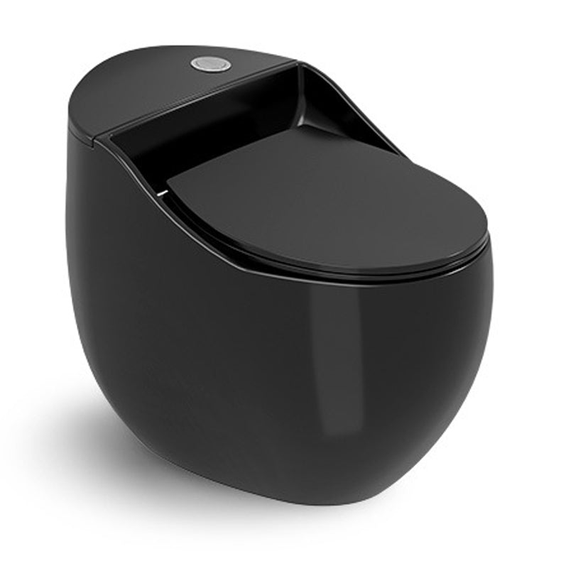Round-Front Flush Toilet Ceramic Modern One-Piece Toilet with Slow Close Seat Black Clearhalo 'Bathroom Remodel & Bathroom Fixtures' 'Home Improvement' 'home_improvement' 'home_improvement_toilets' 'Toilets & Bidets' 'Toilets' 6242265