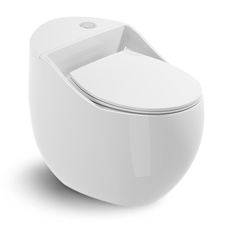Round-Front Flush Toilet Ceramic Modern One-Piece Toilet with Slow Close Seat White 16" Clearhalo 'Bathroom Remodel & Bathroom Fixtures' 'Home Improvement' 'home_improvement' 'home_improvement_toilets' 'Toilets & Bidets' 'Toilets' 6242266
