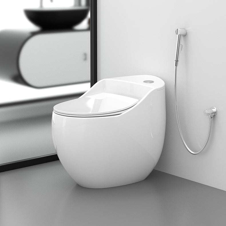 Round-Front Flush Toilet Ceramic Modern One-Piece Toilet with Slow Close Seat White 14" Clearhalo 'Bathroom Remodel & Bathroom Fixtures' 'Home Improvement' 'home_improvement' 'home_improvement_toilets' 'Toilets & Bidets' 'Toilets' 6242270