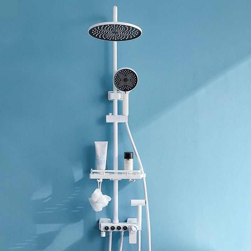 Contemporary Copper Shower System Wall Mounted Shower System with Hand Shower White Thermostatic Clearhalo 'Bathroom Remodel & Bathroom Fixtures' 'Home Improvement' 'home_improvement' 'home_improvement_shower_faucets' 'Shower Faucets & Systems' 'shower_faucets' 'Showers & Bathtubs Plumbing' 'Showers & Bathtubs' 6285251