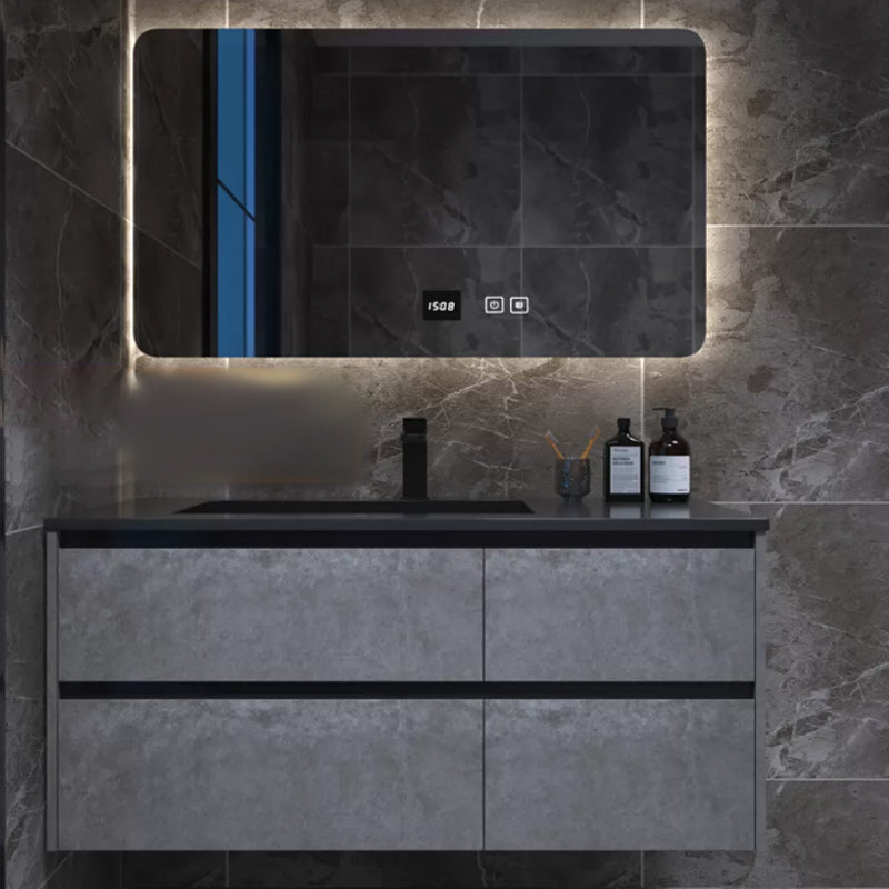 Glam Bathroom Vanity Cabinet Limestone Top with Mirror and Standalone Cabinet Vanity Set Vanity & Faucet & Mirror Cabinet Integrated Clearhalo 'Bathroom Remodel & Bathroom Fixtures' 'Bathroom Vanities' 'bathroom_vanities' 'Home Improvement' 'home_improvement' 'home_improvement_bathroom_vanities' 6299975