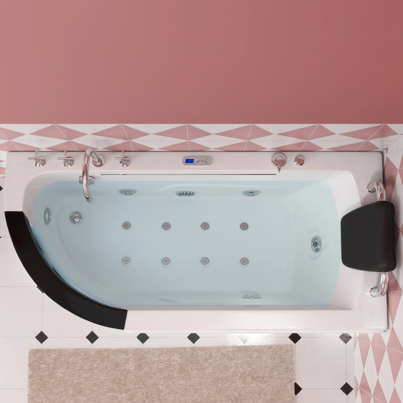 Left-Hand Drain Bathroom Tub Modern Free Form Back to Wall Bathtub 66.9"L x 31.9"W x 25.2"H Massage & Waterfall & Thermostat & Chromotherapy Tub with Silver 5-Piece Set Clearhalo 'Bathroom Remodel & Bathroom Fixtures' 'Bathtubs' 'Home Improvement' 'home_improvement' 'home_improvement_bathtubs' 'Showers & Bathtubs' 6310433