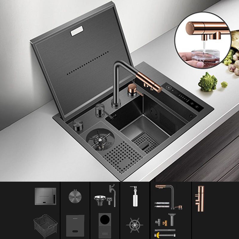 Contemporary Rectangle Kitchen Sink Stainless Steel Friction Resistant Kitchen Sink Sink with Faucet Deck Control Drain Brass Clearhalo 'Home Improvement' 'home_improvement' 'home_improvement_kitchen_sinks' 'Kitchen Remodel & Kitchen Fixtures' 'Kitchen Sinks & Faucet Components' 'Kitchen Sinks' 'kitchen_sinks' 6311652