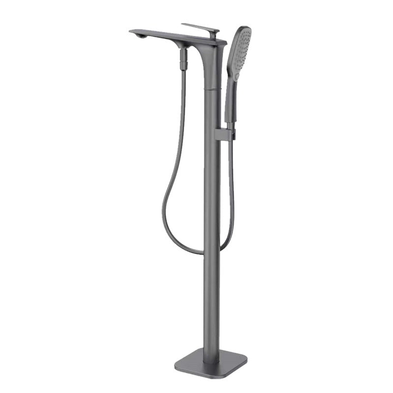 Modern Free Standing Tub Filler Faucet Copper Freestanding Tub Filler Trim Grey Square Rectangle Clearhalo 'Bathroom Remodel & Bathroom Fixtures' 'Bathtub Faucets' 'bathtub_faucets' 'Home Improvement' 'home_improvement' 'home_improvement_bathtub_faucets' 6312025