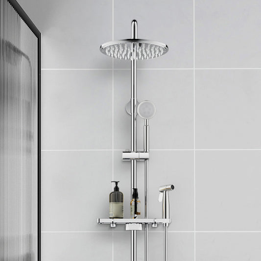 Modern Shower System Handle Lever Wall Mounted Copper Shower System Clearhalo 'Bathroom Remodel & Bathroom Fixtures' 'Home Improvement' 'home_improvement' 'home_improvement_shower_faucets' 'Shower Faucets & Systems' 'shower_faucets' 'Showers & Bathtubs Plumbing' 'Showers & Bathtubs' 6321132