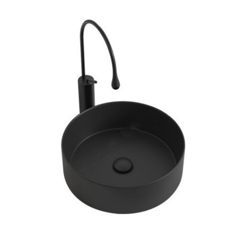 Modern Bathroom Sink Porcelain Round Wash Stand (Faucet Not Included ) Black Clearhalo 'Bathroom Remodel & Bathroom Fixtures' 'Bathroom Sinks & Faucet Components' 'Bathroom Sinks' 'bathroom_sink' 'Home Improvement' 'home_improvement' 'home_improvement_bathroom_sink' 6328035
