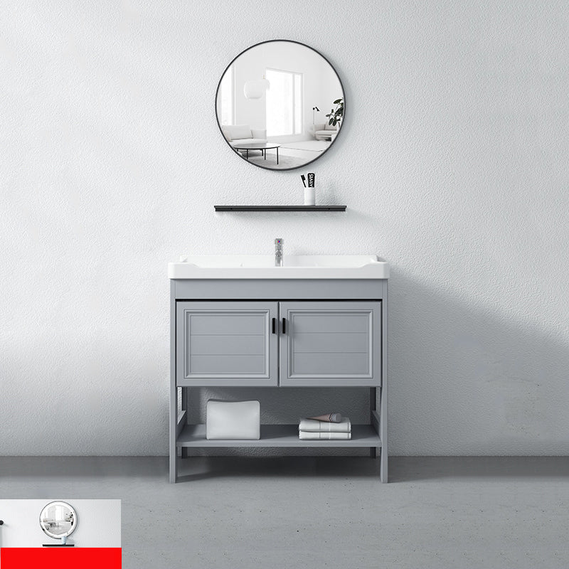 Modern Console Sink Porcelain Rectangular with Right Basin and Faucet Trough Sink Sink with Faucet and Mirror Clearhalo 'Bathroom Remodel & Bathroom Fixtures' 'Bathroom Sinks & Faucet Components' 'Bathroom Sinks' 'bathroom_sink' 'Home Improvement' 'home_improvement' 'home_improvement_bathroom_sink' 6328059