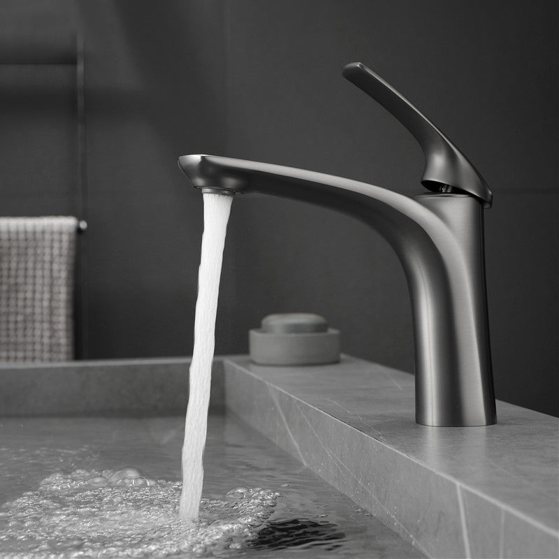 Modern Style Centerset Faucet Lever Handles Faucet for Bathroom Smoke Gray Clearhalo 'Bathroom Remodel & Bathroom Fixtures' 'Bathroom Sink Faucets' 'Bathroom Sinks & Faucet Components' 'bathroom_sink_faucets' 'Home Improvement' 'home_improvement' 'home_improvement_bathroom_sink_faucets' 6333152