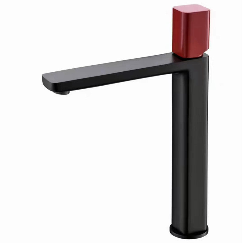 Modern Single Rotary Switch Standard Kitchen Faucet Low Profile Water Faucet Red Black 12" Clearhalo 'Home Improvement' 'home_improvement' 'home_improvement_kitchen_faucets' 'Kitchen Faucets' 'Kitchen Remodel & Kitchen Fixtures' 'Kitchen Sinks & Faucet Components' 'kitchen_faucets' 6353009
