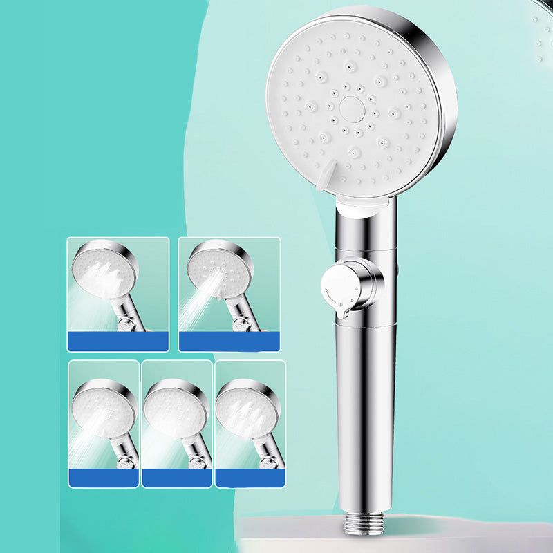 Round Handheld Shower Head Plastic Adjustable Spray Pattern Spray Head for Home Silver Voltage Regulation Clearhalo 'Bathroom Remodel & Bathroom Fixtures' 'Home Improvement' 'home_improvement' 'home_improvement_shower_heads' 'Shower Heads' 'shower_heads' 'Showers & Bathtubs Plumbing' 'Showers & Bathtubs' 6353658