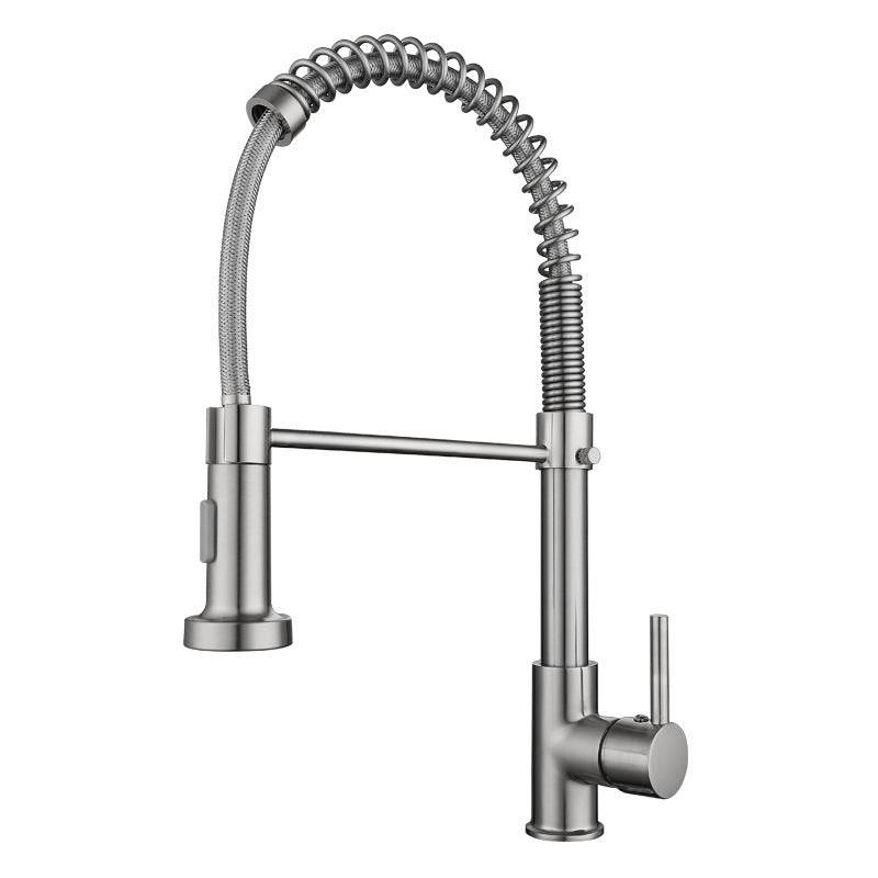 Modern Farmhouse Spring Spout Water Filler One Handle High Arch Kitchen Standard Faucet Silver Clearhalo 'Home Improvement' 'home_improvement' 'home_improvement_kitchen_faucets' 'Kitchen Faucets' 'Kitchen Remodel & Kitchen Fixtures' 'Kitchen Sinks & Faucet Components' 'kitchen_faucets' 6365669