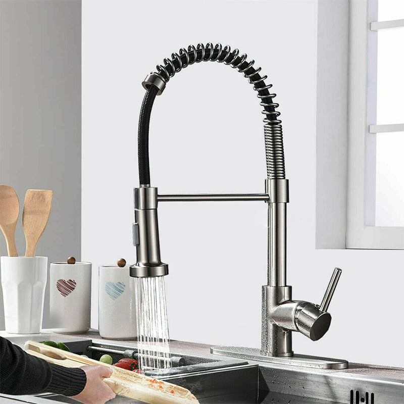 Modern Farmhouse Spring Spout Water Filler One Handle High Arch Kitchen Standard Faucet Silver-Black Clearhalo 'Home Improvement' 'home_improvement' 'home_improvement_kitchen_faucets' 'Kitchen Faucets' 'Kitchen Remodel & Kitchen Fixtures' 'Kitchen Sinks & Faucet Components' 'kitchen_faucets' 6365670