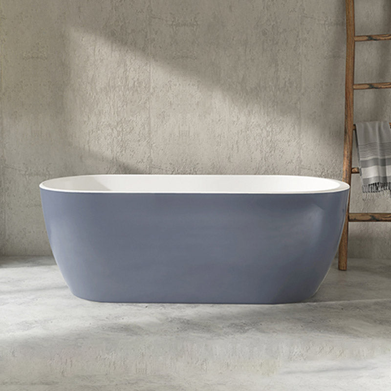 Modern Acrylic Oval Bathtub Freestanding Soaking Bathtub with Drain Bath Tub Gray-White Tub Clearhalo 'Bathroom Remodel & Bathroom Fixtures' 'Bathtubs' 'Home Improvement' 'home_improvement' 'home_improvement_bathtubs' 'Showers & Bathtubs' 6387436