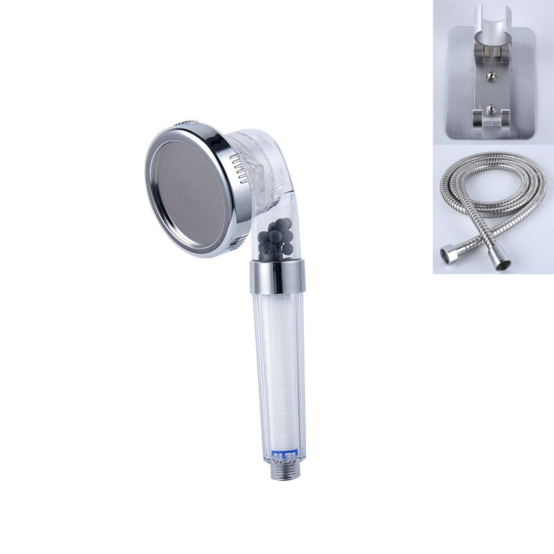 Modern Style Shower Head Plastic Handheld Shower Head with Adjustable Water Flow Transparent Elbow Outlet Shower Heads & Hose & Wall pedestal Clearhalo 'Bathroom Remodel & Bathroom Fixtures' 'Home Improvement' 'home_improvement' 'home_improvement_shower_heads' 'Shower Heads' 'shower_heads' 'Showers & Bathtubs Plumbing' 'Showers & Bathtubs' 6399920