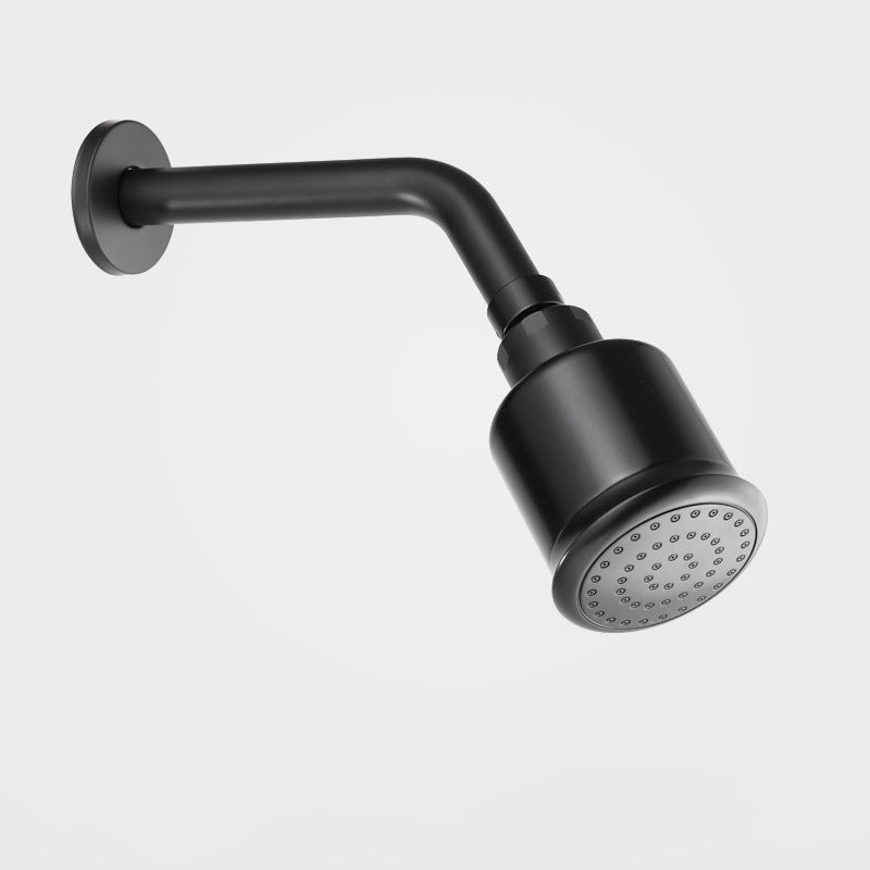 Round Stainless Steel Showerhead in Silver Wall-Mount Showerhead Cylinder Black Body Jets with Fittings Clearhalo 'Bathroom Remodel & Bathroom Fixtures' 'Home Improvement' 'home_improvement' 'home_improvement_shower_heads' 'Shower Heads' 'shower_heads' 'Showers & Bathtubs Plumbing' 'Showers & Bathtubs' 6400958