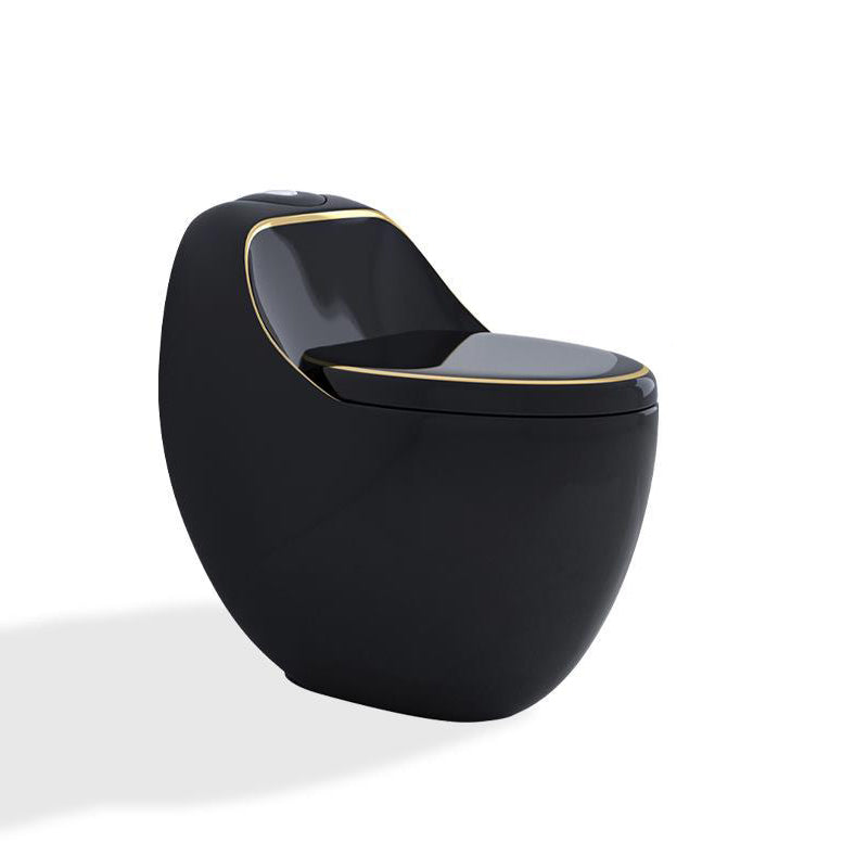 Modern Elong Toilet Bowl Floor Mount Toilet with Seat for Bathroom Black Gold Clearhalo 'Bathroom Remodel & Bathroom Fixtures' 'Home Improvement' 'home_improvement' 'home_improvement_toilets' 'Toilets & Bidets' 'Toilets' 6402287