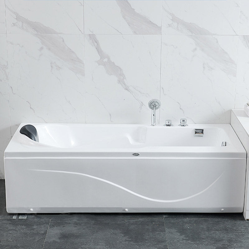 Modern White Acrylic Bathtub Rectangle Freestand Soaking Bathtub with Drain Bath Tub 67"L x 30"W x 20"H Right Tub with Sliver 4-Piece Set Clearhalo 'Bathroom Remodel & Bathroom Fixtures' 'Bathtubs' 'Home Improvement' 'home_improvement' 'home_improvement_bathtubs' 'Showers & Bathtubs' 6402882