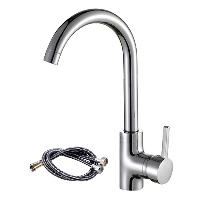 Modern Kitchen Faucet Zinc with Handles and Supply Lines Bar Prep Kitchen Faucet 31.5 Inches Clearhalo 'Home Improvement' 'home_improvement' 'home_improvement_kitchen_faucets' 'Kitchen Faucets' 'Kitchen Remodel & Kitchen Fixtures' 'Kitchen Sinks & Faucet Components' 'kitchen_faucets' 6417038