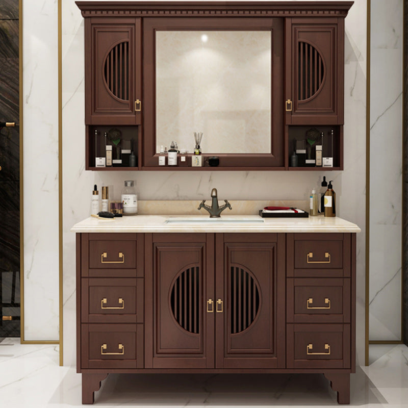Traditional Sink Vanity Bathroom Vanity Cabinet with Mirror Cabinet Vanity & Faucet & Mirror Cabinet Clearhalo 'Bathroom Remodel & Bathroom Fixtures' 'Bathroom Vanities' 'bathroom_vanities' 'Home Improvement' 'home_improvement' 'home_improvement_bathroom_vanities' 6438922