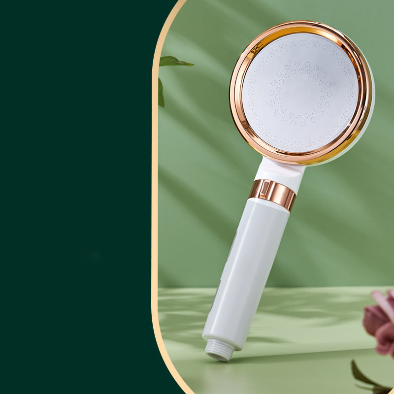 Contemporary Shower Head Wall-mounted Plastic Handheld Shower Head White Gold Clearhalo 'Bathroom Remodel & Bathroom Fixtures' 'Home Improvement' 'home_improvement' 'home_improvement_shower_heads' 'Shower Heads' 'shower_heads' 'Showers & Bathtubs Plumbing' 'Showers & Bathtubs' 6439082