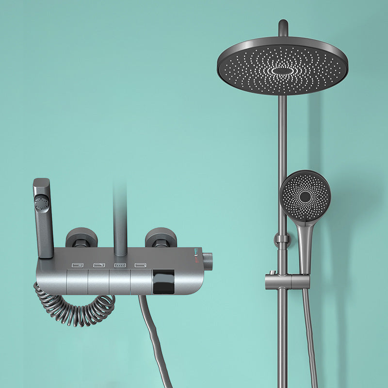 Modern Shower Set Handheld Shower Head Slide Bar Wall Mounted Shower System Round Digital Display Included Clearhalo 'Bathroom Remodel & Bathroom Fixtures' 'Home Improvement' 'home_improvement' 'home_improvement_shower_faucets' 'Shower Faucets & Systems' 'shower_faucets' 'Showers & Bathtubs Plumbing' 'Showers & Bathtubs' 6456658