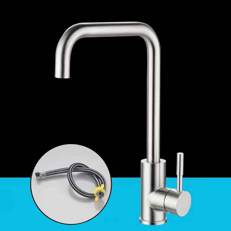 Modern 1-Handle Faucets Touchless Stainless Steel Standard Kitchen Faucets Hot Cold Water Dispensers Clearhalo 'Home Improvement' 'home_improvement' 'home_improvement_kitchen_faucets' 'Kitchen Faucets' 'Kitchen Remodel & Kitchen Fixtures' 'Kitchen Sinks & Faucet Components' 'kitchen_faucets' 6484297