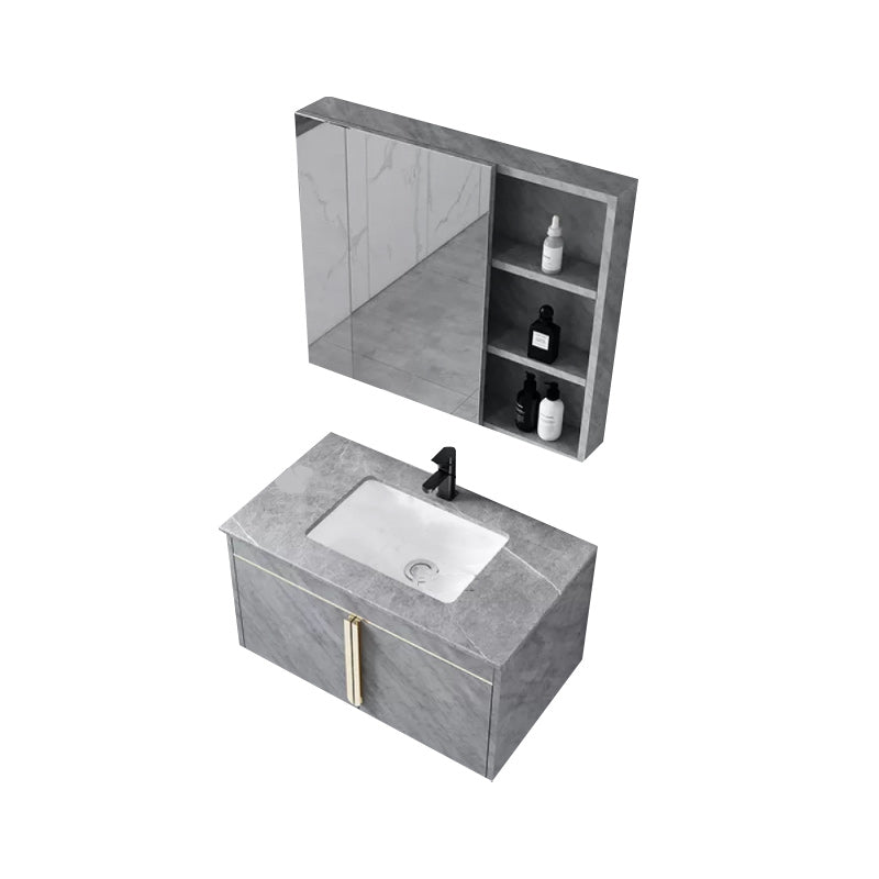 Contemporary Sink Cabinet Mirror Cabinet Vanity Cabinet for Bathroom Vanity & Faucet & Mirror Cabinet Gray Clearhalo 'Bathroom Remodel & Bathroom Fixtures' 'Bathroom Vanities' 'bathroom_vanities' 'Home Improvement' 'home_improvement' 'home_improvement_bathroom_vanities' 6485098