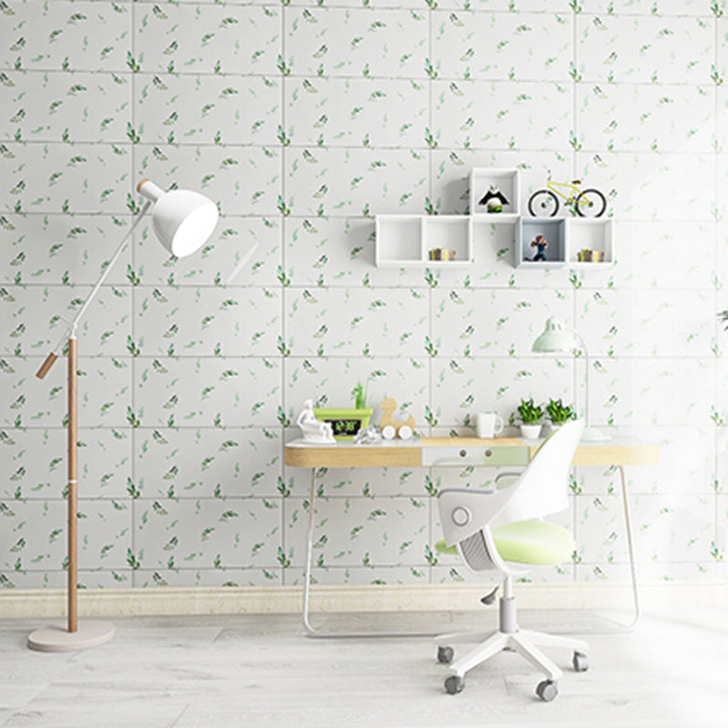 Modern Rectangular Peel and Stick Backsplash Tile PVC Wallpaper Green Clearhalo 'Flooring 'Home Improvement' 'home_improvement' 'home_improvement_peel_stick_blacksplash' 'Peel & Stick Backsplash Tile' 'peel_stick_blacksplash' 'Walls & Ceilings' Walls and Ceiling' 6485620